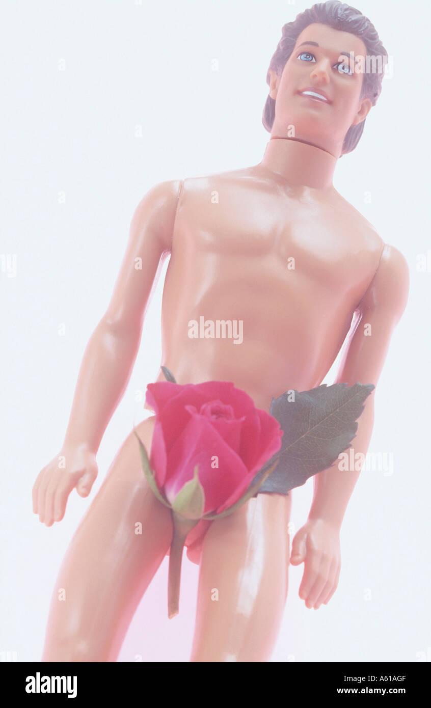 Petites annonces mannequin avec rose rouge autour de sa taille Banque D'Images