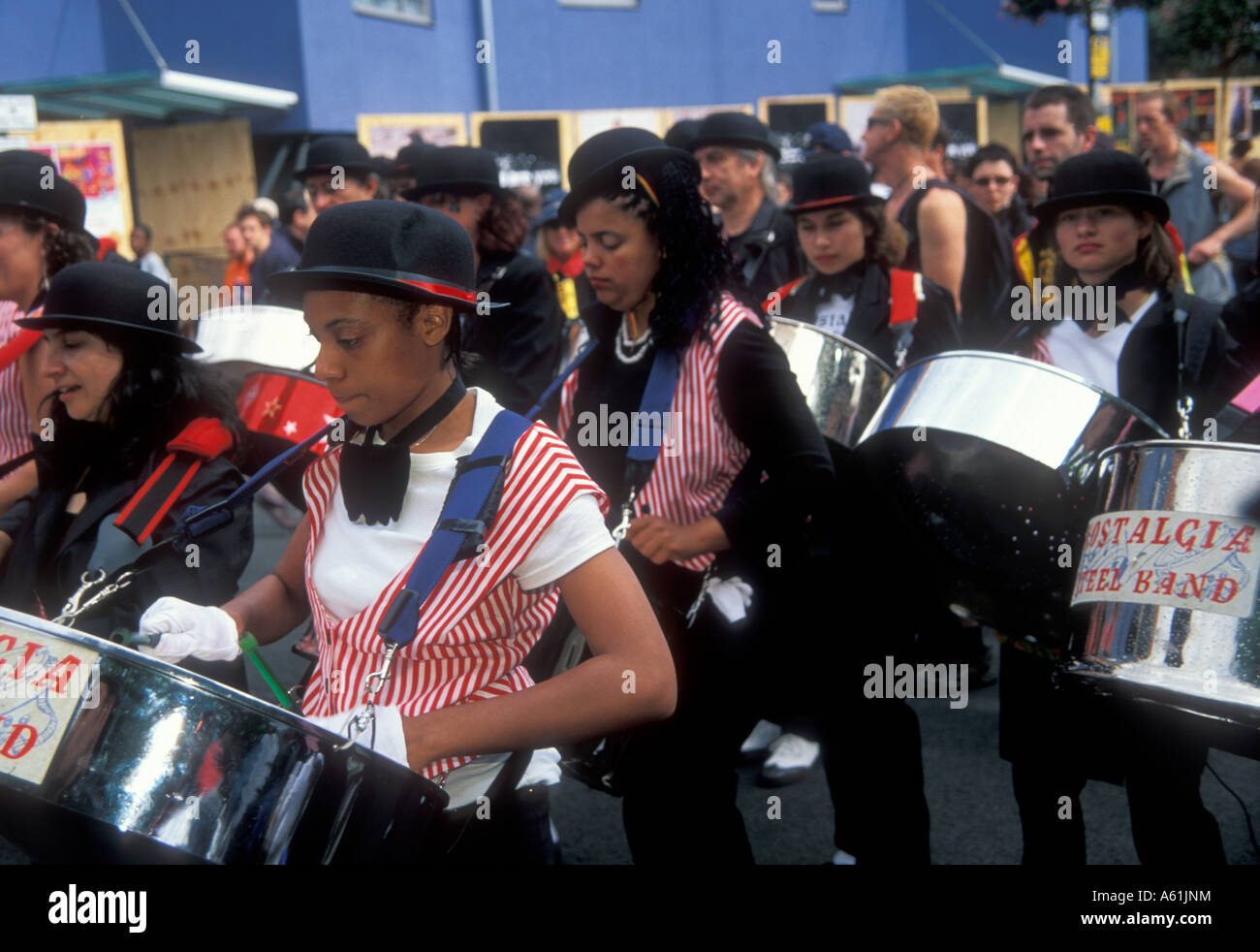 Les tambours au carnaval de Notting Hill London United Kingdom Banque D'Images