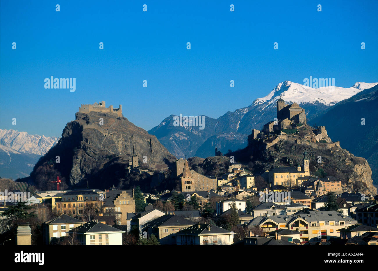 Maisons de ville, Sion, Valais, Suisse Banque D'Images