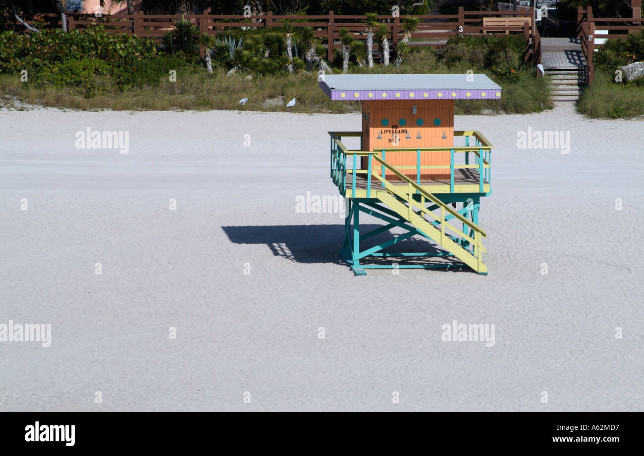 South Beach Lifeguard hut quartier art déco de Miami Floride plages côtières stand Banque D'Images