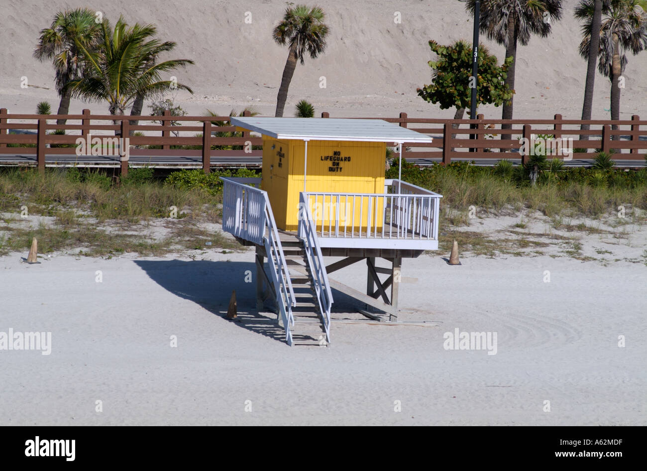 South Beach Lifeguard hut quartier art déco de Miami Floride plages côtières stand Banque D'Images