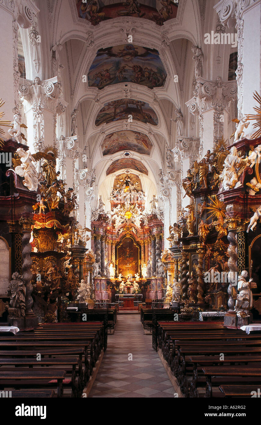 Les intérieurs de l'église, église, Neuzelle, Oder-Spree, Brandebourg, Allemagne Banque D'Images