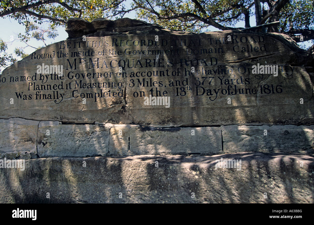 Océanie Australie Nouvelle Galles du Sud SYDNEY UNE PLAQUE COMMÉMORATIVE À MME MAQUARIE DANS LE PORT Banque D'Images