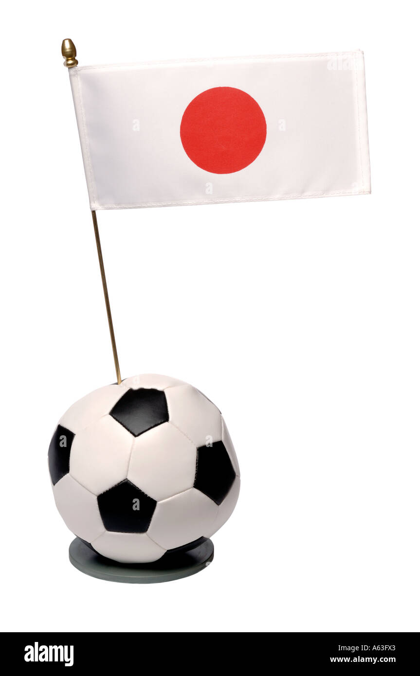 Le football et le Japon drapeau national trophy Banque D'Images