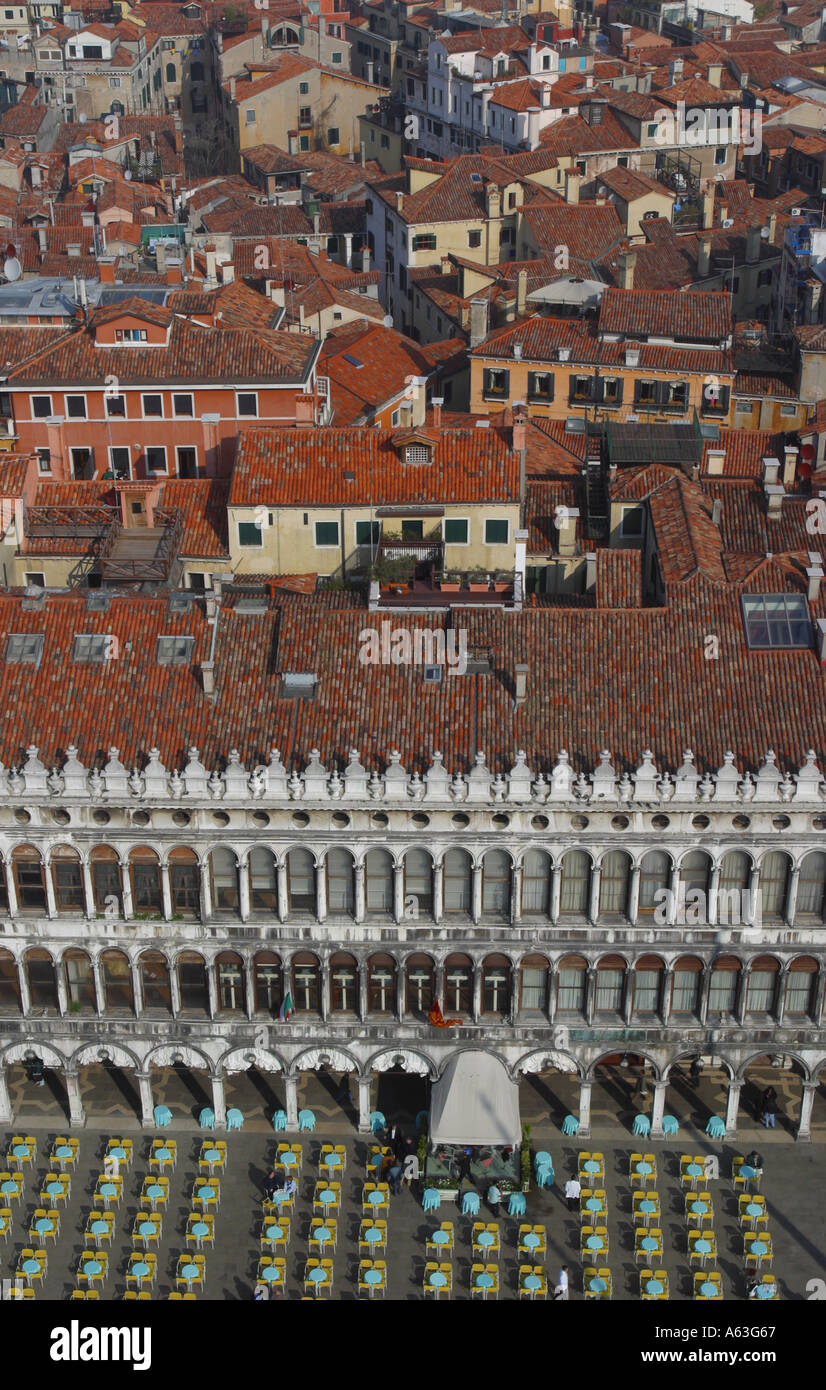 La Place Saint Marc Venise Italie Vue aérienne de la tour Campanile Banque D'Images