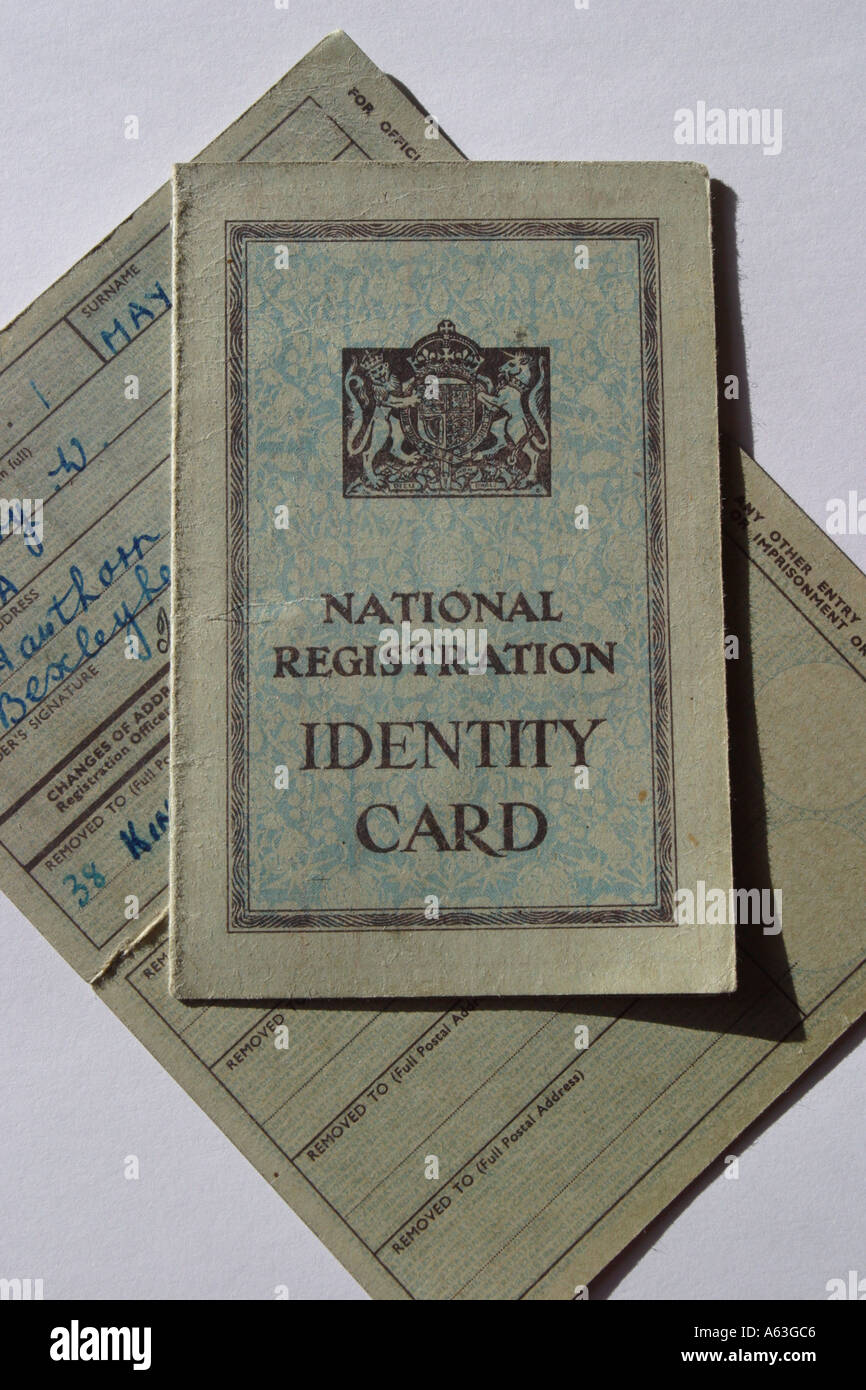 La carte d'identité nationale d'inscription émis pendant la Seconde Guerre mondiale 2 Banque D'Images