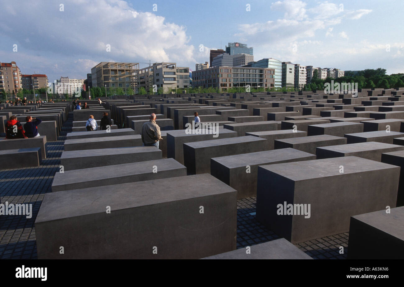 Des stèles de béton à memorial, Holocaust Memorial, Berlin, Allemagne Banque D'Images