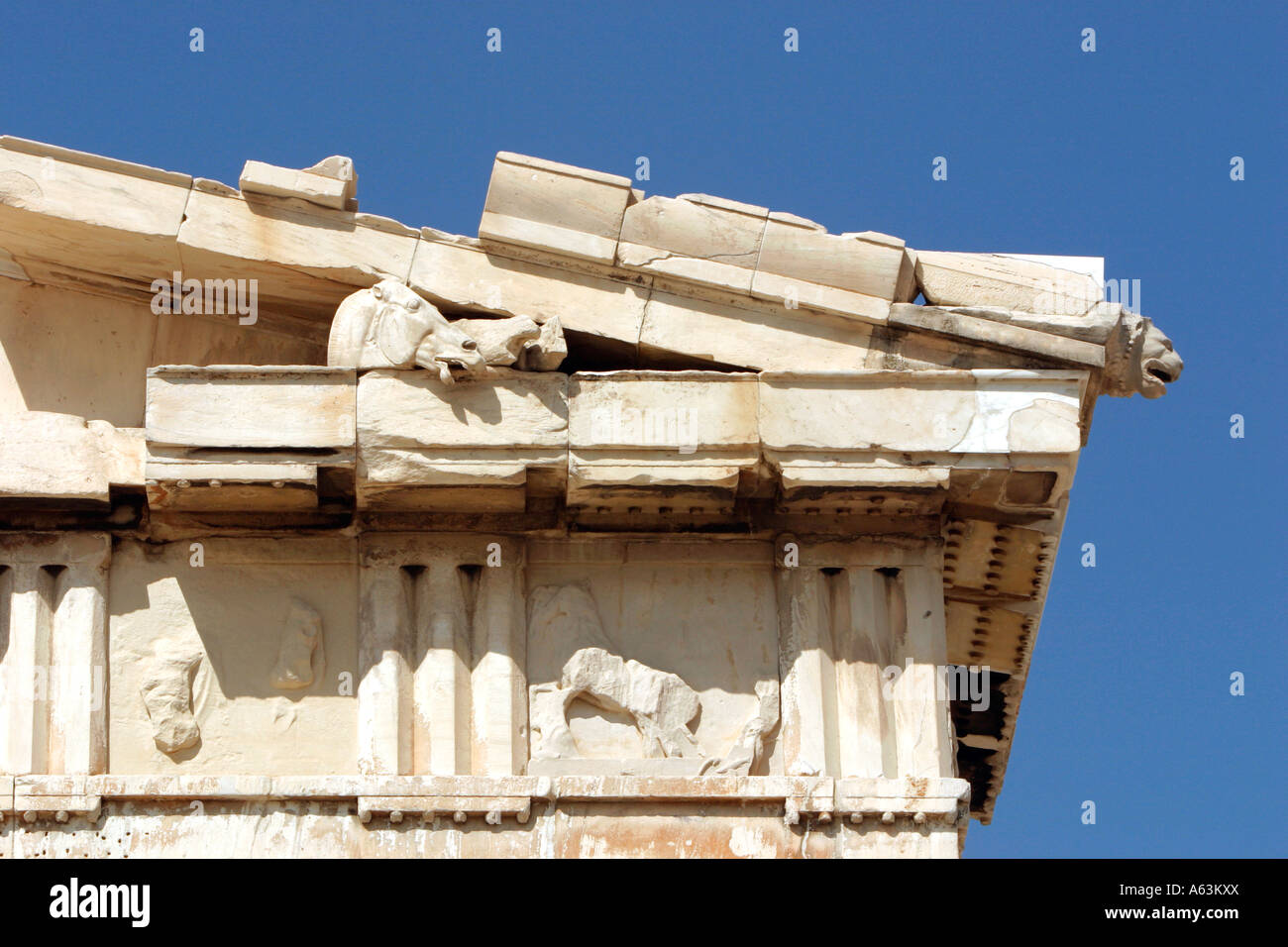 Frise du Parthénon l'lagrest le temple sur l'Acropilis Athènes Grèce Banque D'Images