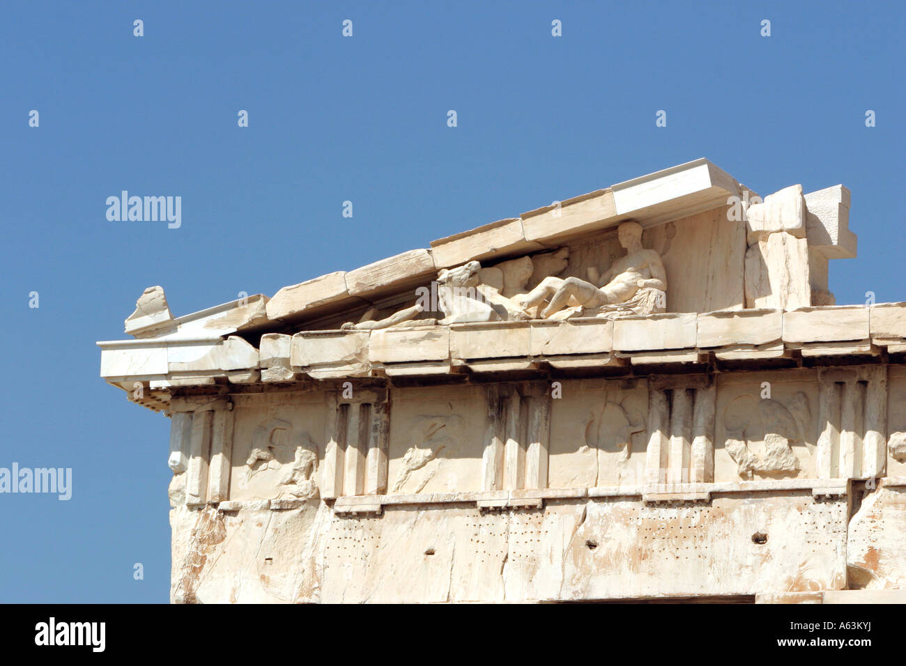 Frise du Parthénon l'lagrest le temple sur l'Acropilis Athènes Grèce Banque D'Images
