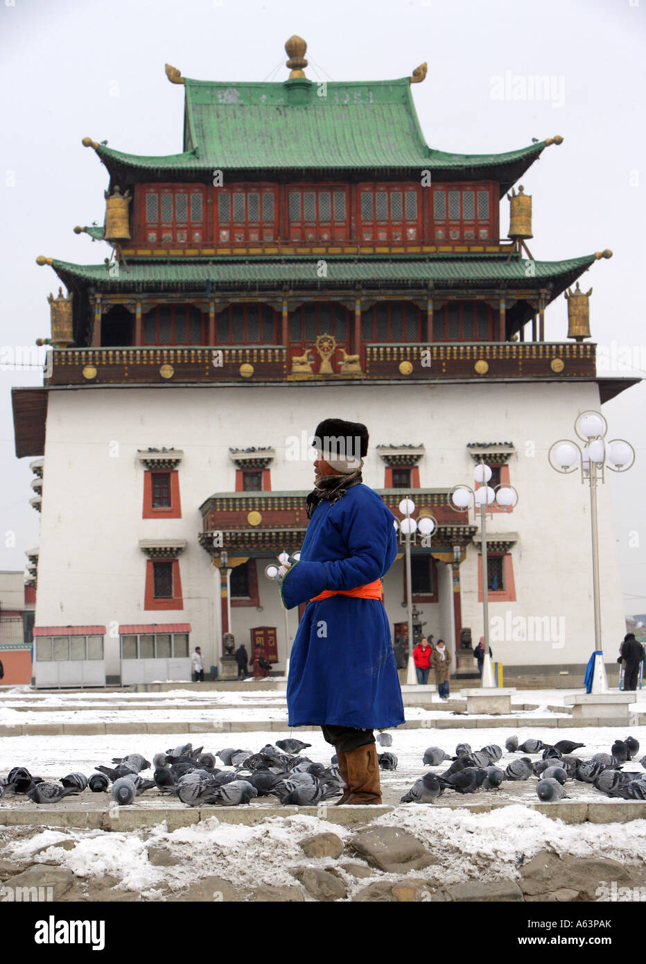 Mongolie - Gandan monastère bouddhiste à Ulaan Bataar Banque D'Images