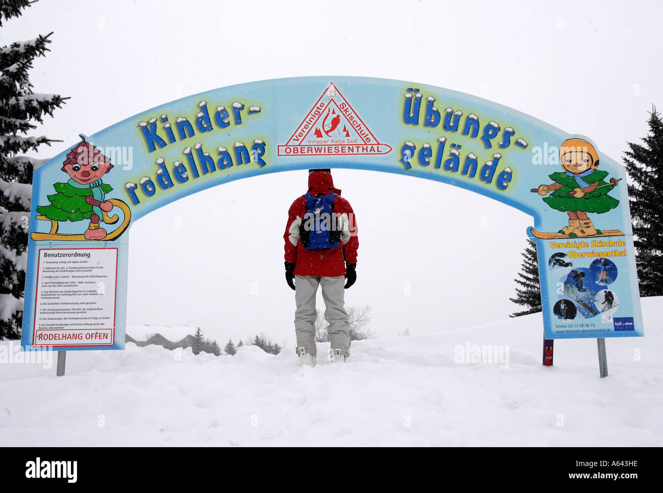 Aire de ski en Oberwiesenthal est bien contrôlé par l'homme Banque D'Images