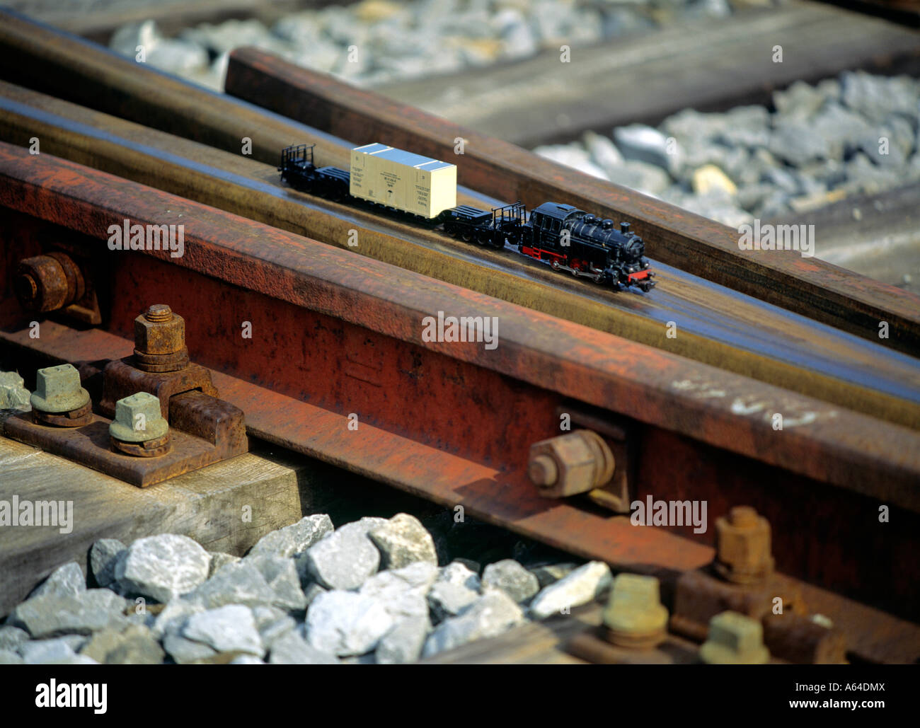 Maquette de train fret railroad track editorial Utilisez uniquement Banque D'Images