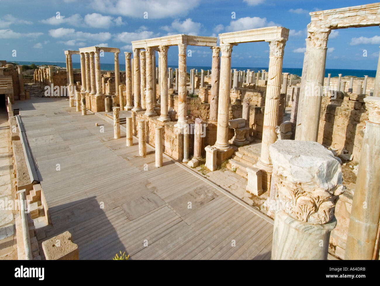 Théâtre romain de Leptis Magna, Libye, site du patrimoine mondial de l'UNESCO Banque D'Images