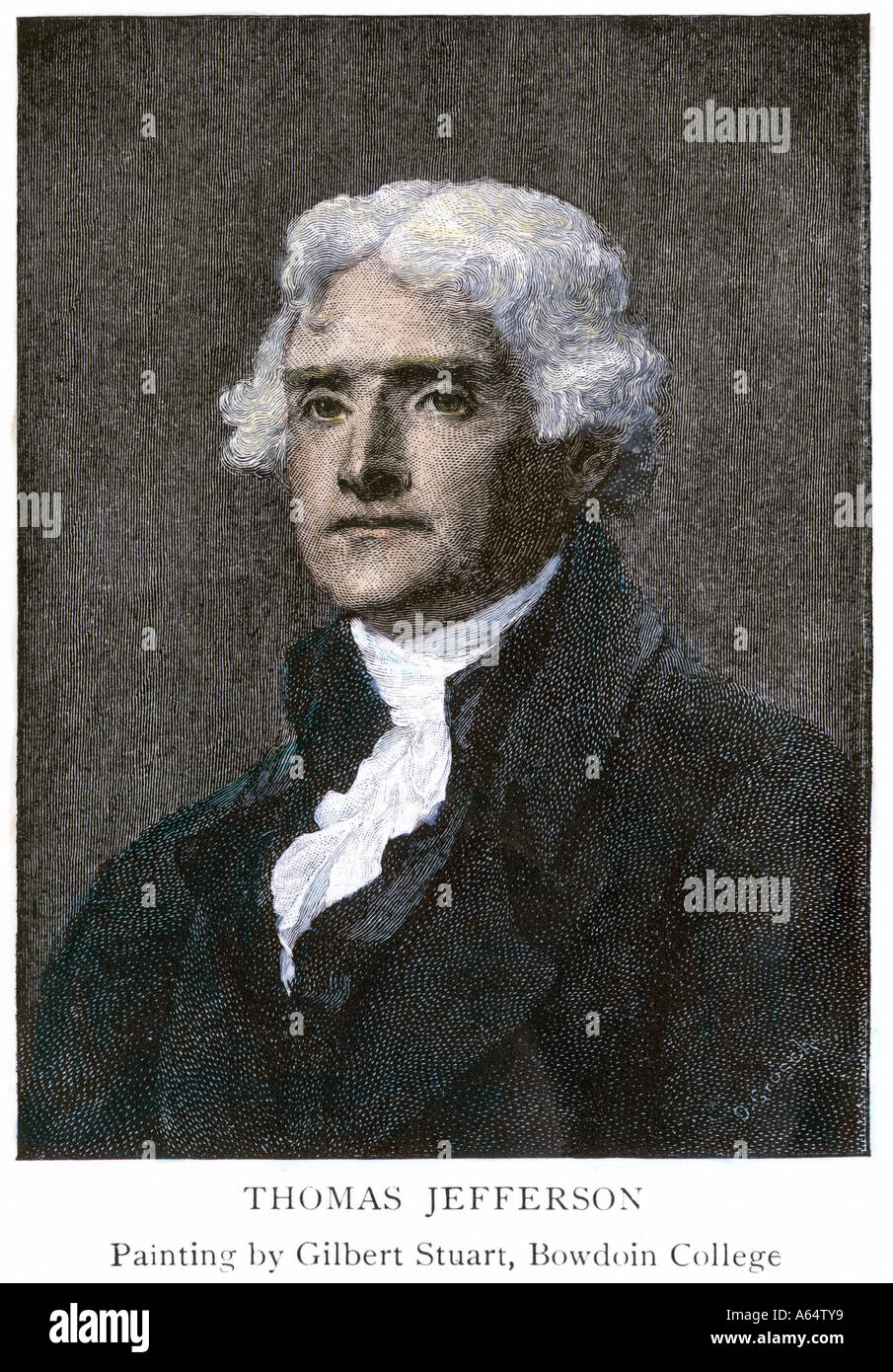 Thomas Jefferson. À la main, gravure sur bois, d'un portrait Gilbert Stuart Banque D'Images