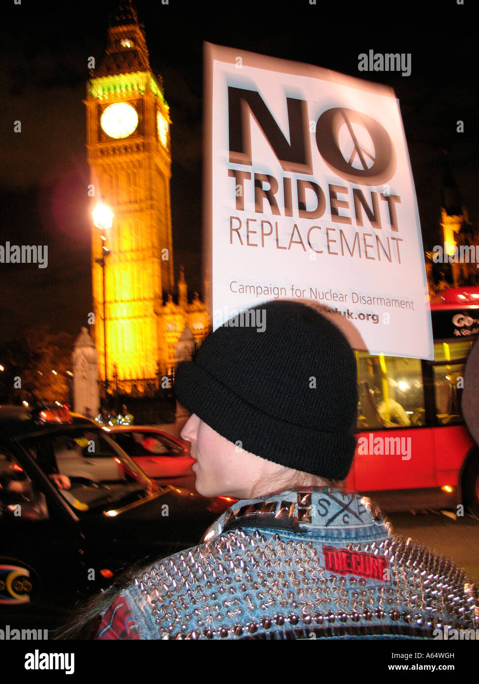 Pas de démonstration du remplacement du Trident, Parliament Square London England Banque D'Images
