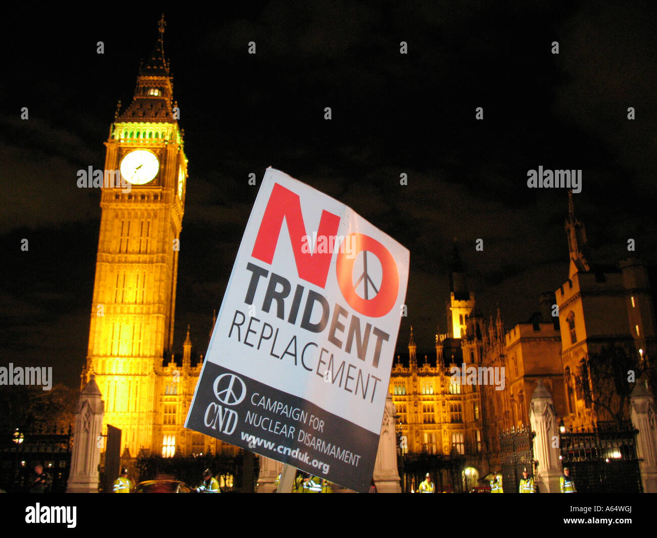 Pas de démonstration du remplacement du Trident, Parliament Square London England Banque D'Images