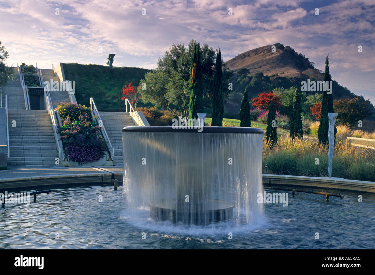 Fontaine à Artesa Winery région de Carneros Napa County en Californie Banque D'Images