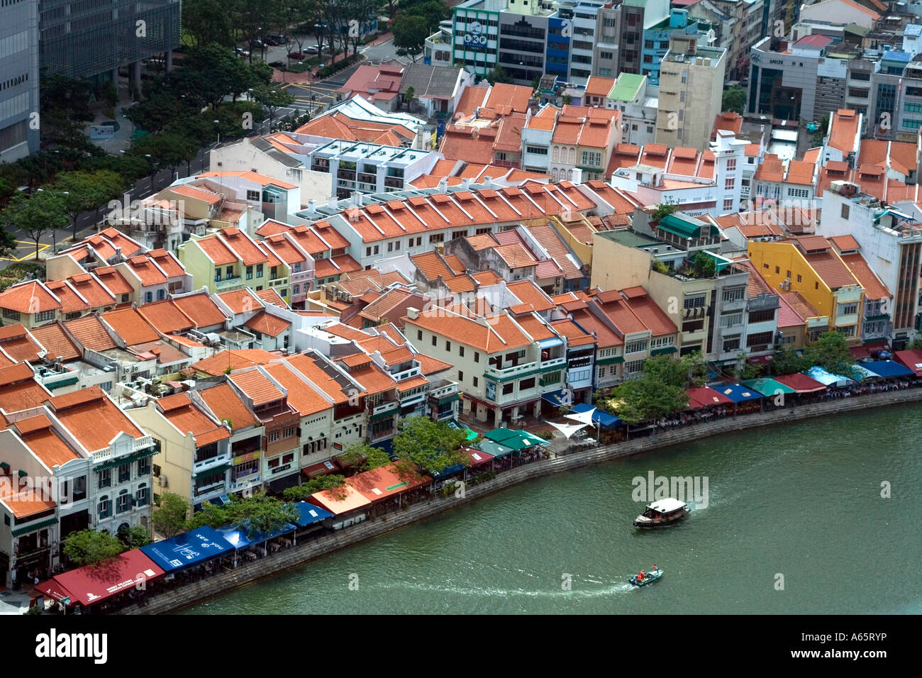 Boutiques de chinois sur Boat Quay Singapour Banque D'Images