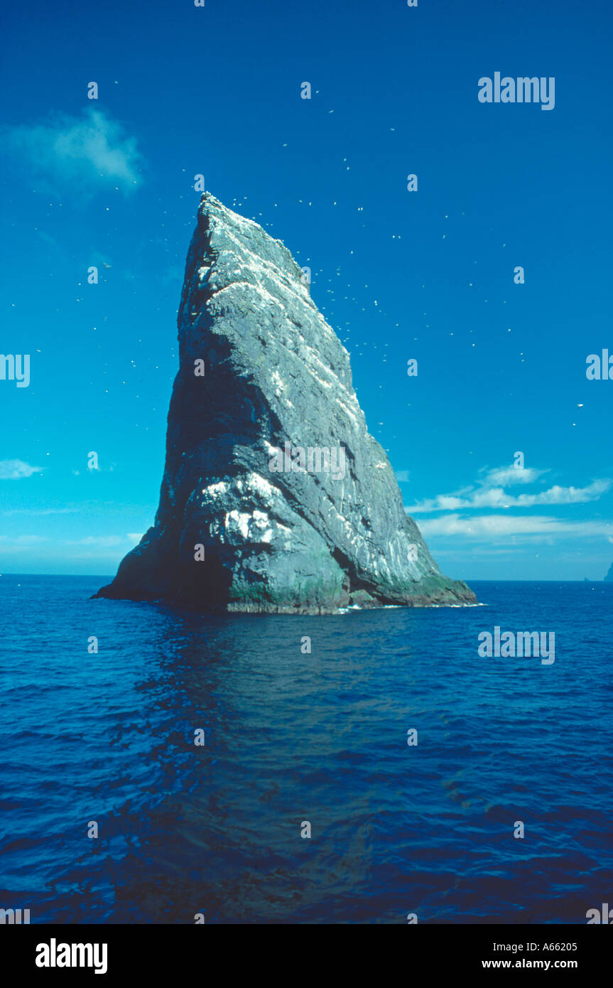 La pile du Stac Lee rock St Kilda Hébrides extérieures en Écosse de l'ouest Banque D'Images