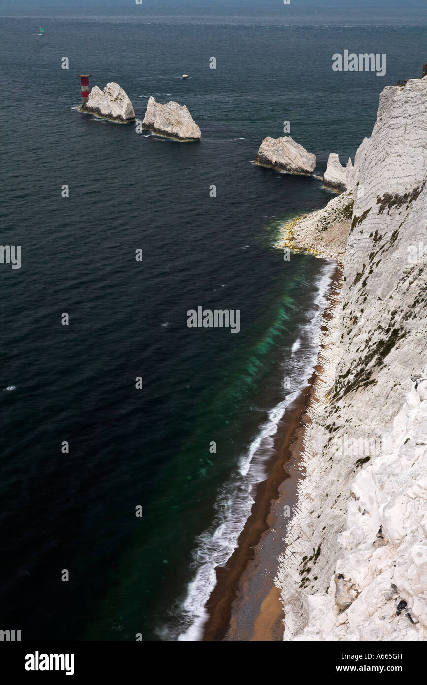 Les aiguilles sur l'île de Wight, Hampshire Banque D'Images