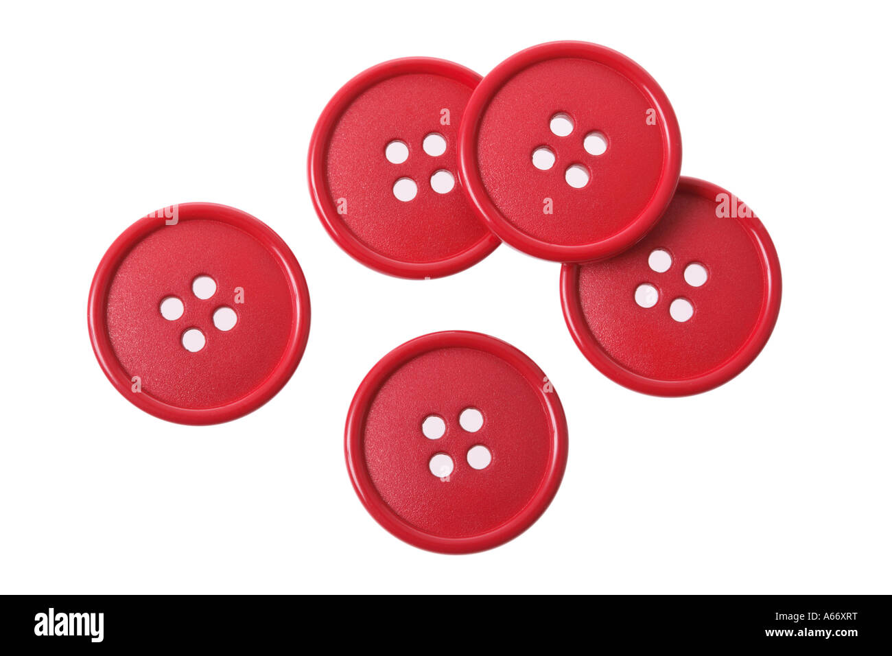 Boutons rouges découper sur fond blanc Banque D'Images