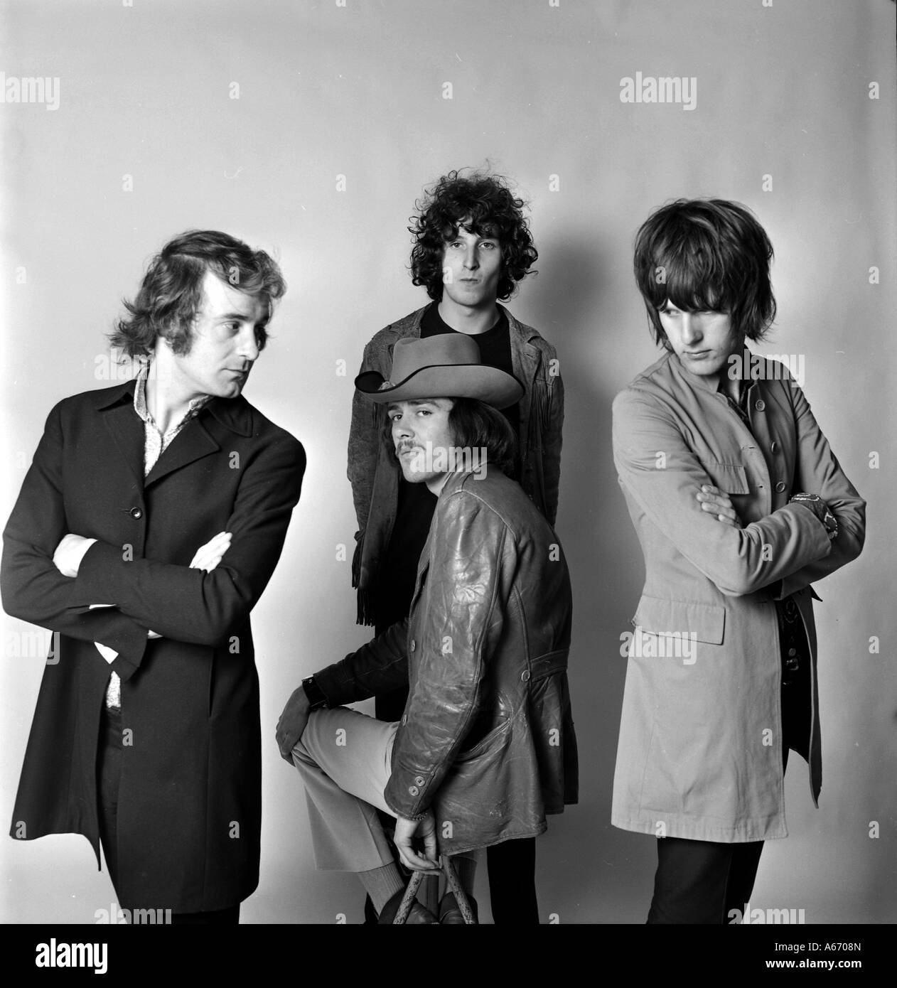 Le groupe pop britannique de Nice le 9 juillet 1968. L-r : Blinkey Davidson, David O'List, Lee Jackson (HAT) et Keith Emerson. Photo Tony Gale Banque D'Images