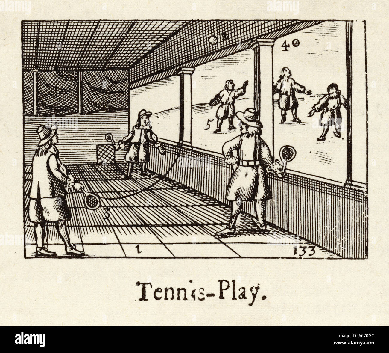 Du vrai jeu de tennis 1658 Banque D'Images