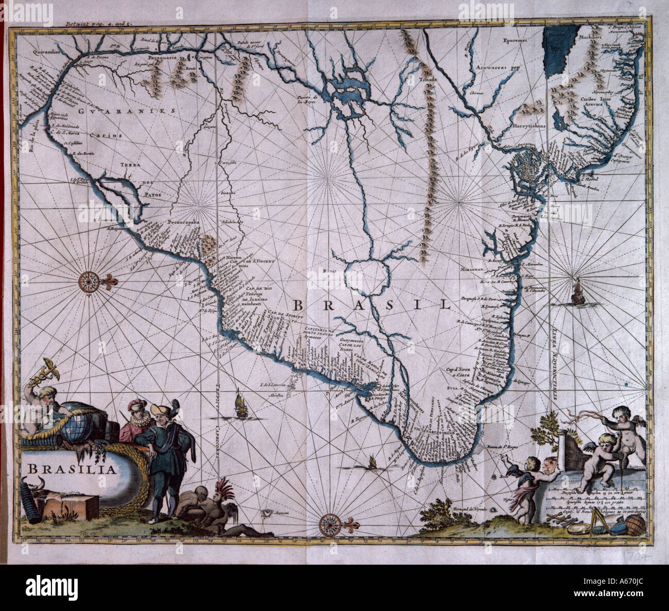 La carte s'Amérique latine Brésil 18c Banque D'Images