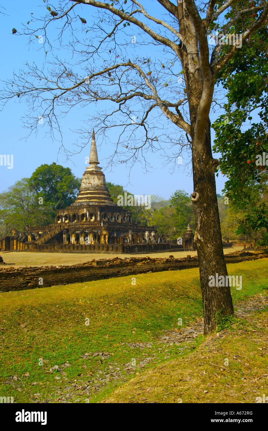 Wat Chang Lom à Si Satchanalai Sukhothai Thaïlande Province Banque D'Images