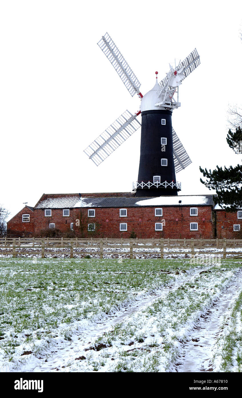 Moulin à vapeur Skidby qui au cours de l'hiver Banque D'Images