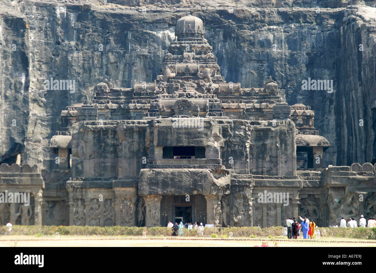 La grotte Kailasa au site du patrimoine mondial de l'Unesco de la Les grottes d'Ellora à Maharashtra Inde Banque D'Images