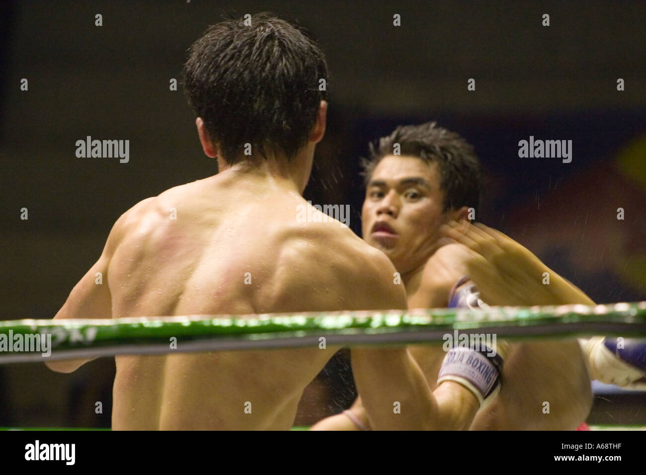 Le Muay Thai - Kick in motion Banque D'Images