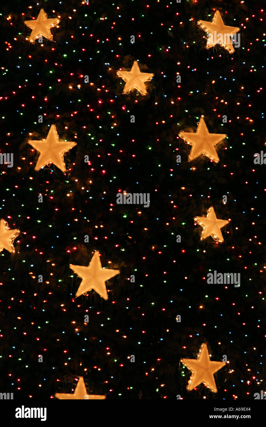 Lumières de Noël en forme d'étoile Banque D'Images