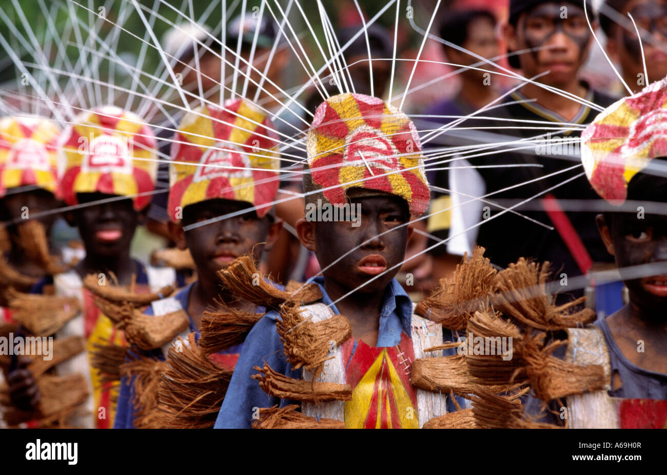 Philippines Ibajay Ati Atihan Panay religion festival Naile fêtards Barangay Banque D'Images