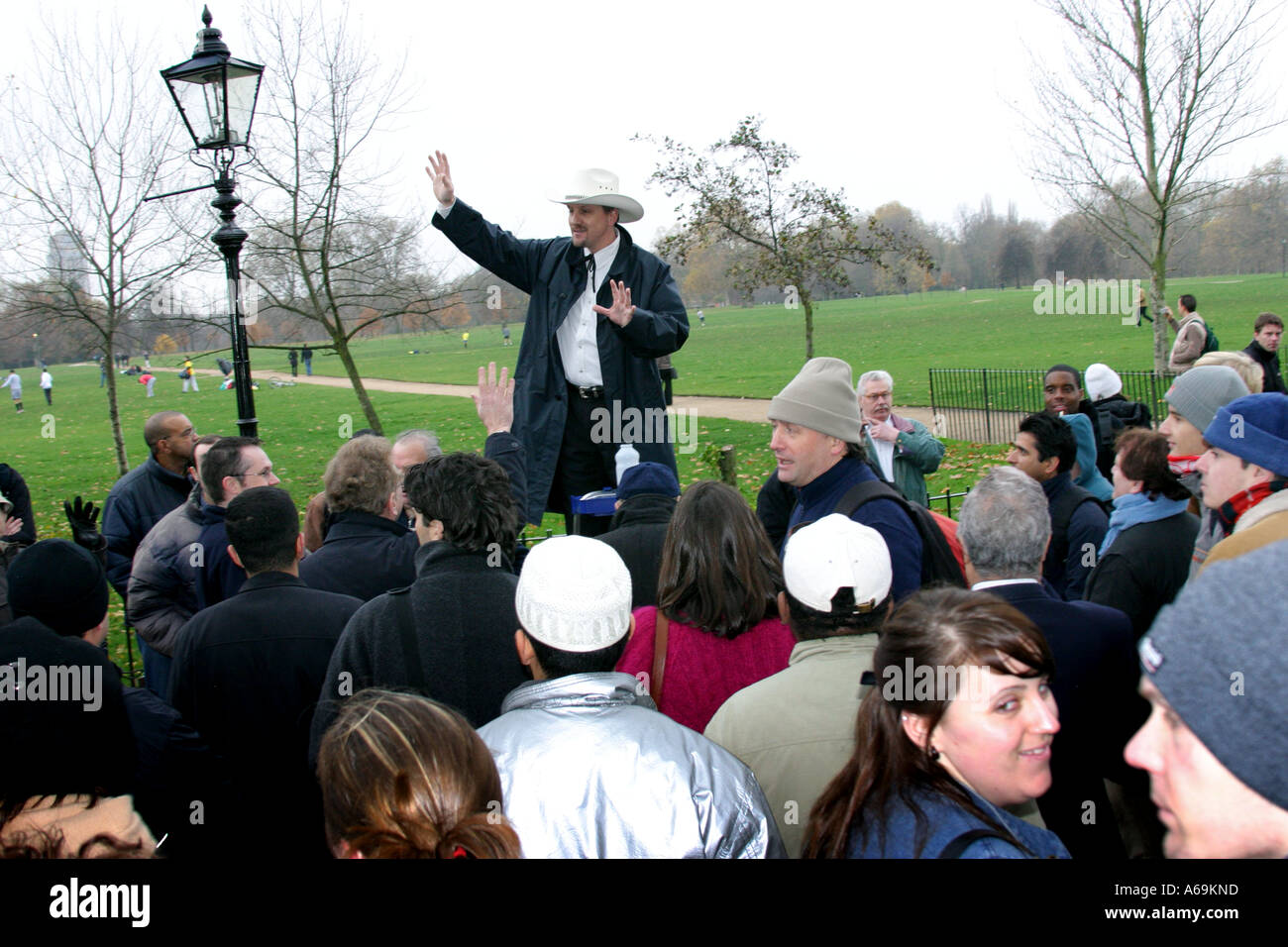 Speakers Corner à Hyde Park, Londres, UK Banque D'Images