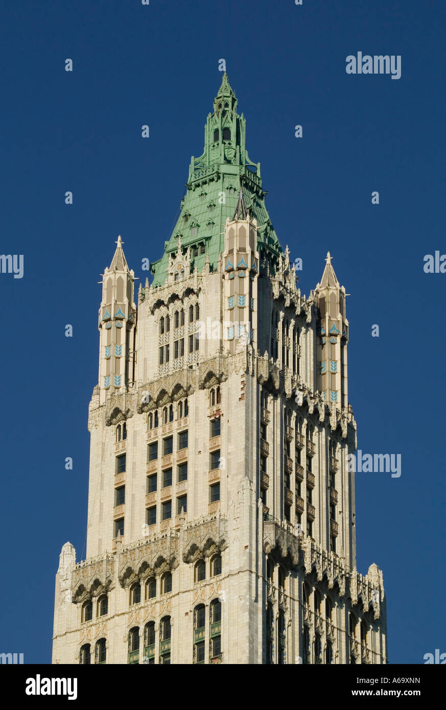 Woolworth Building Tower 1913, considéré comme le premier gratte-ciel Cass Gilbert, New York City Banque D'Images