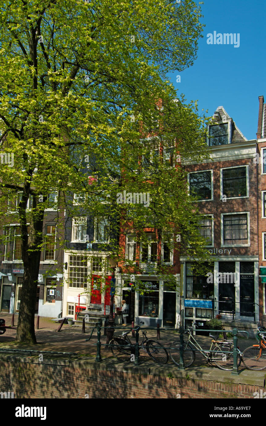 Vieilles maisons à pignons et de boutiques sur Spiegelgracht centre d'Amsterdam Hollande Pays-bas eu Europe Banque D'Images