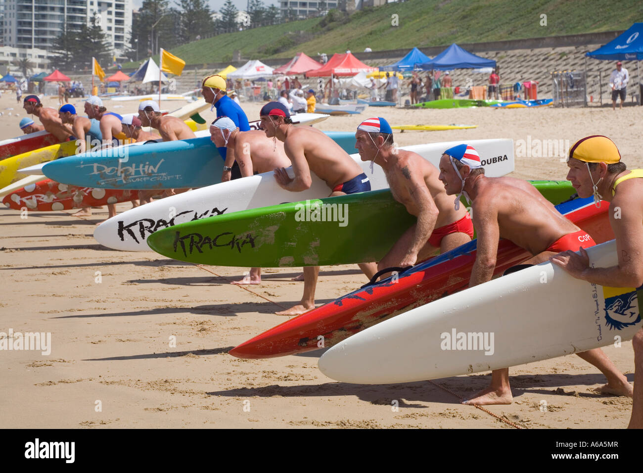 Courses de Surf lifesaver - Sydney, New South Wales, Australia Banque D'Images