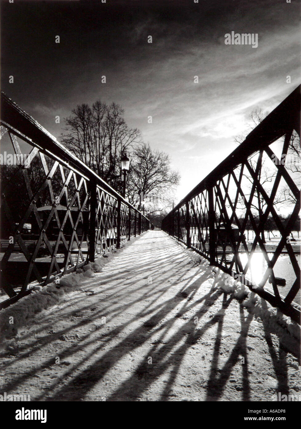 Jésus lock bridge. Cambridge. Couvert de neige. Banque D'Images