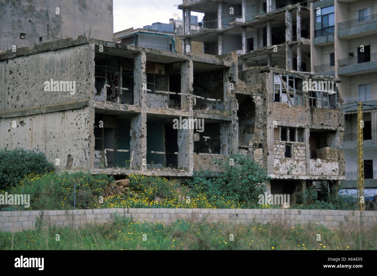 Ruines de guerre au Liban Beyrouth Banque D'Images