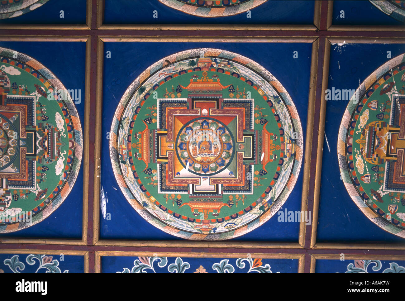 La Chine, Tibet, Lhassa, mandala symbolisant l'univers peint de façon complexe Banque D'Images