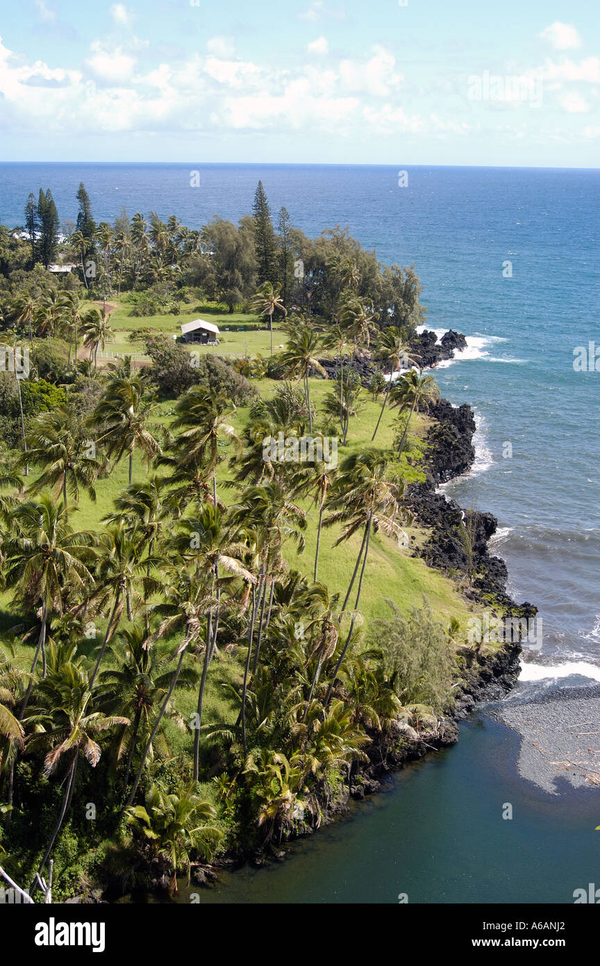 Keanae Peninsula le long de l'Autoroute, Hana Maui Banque D'Images