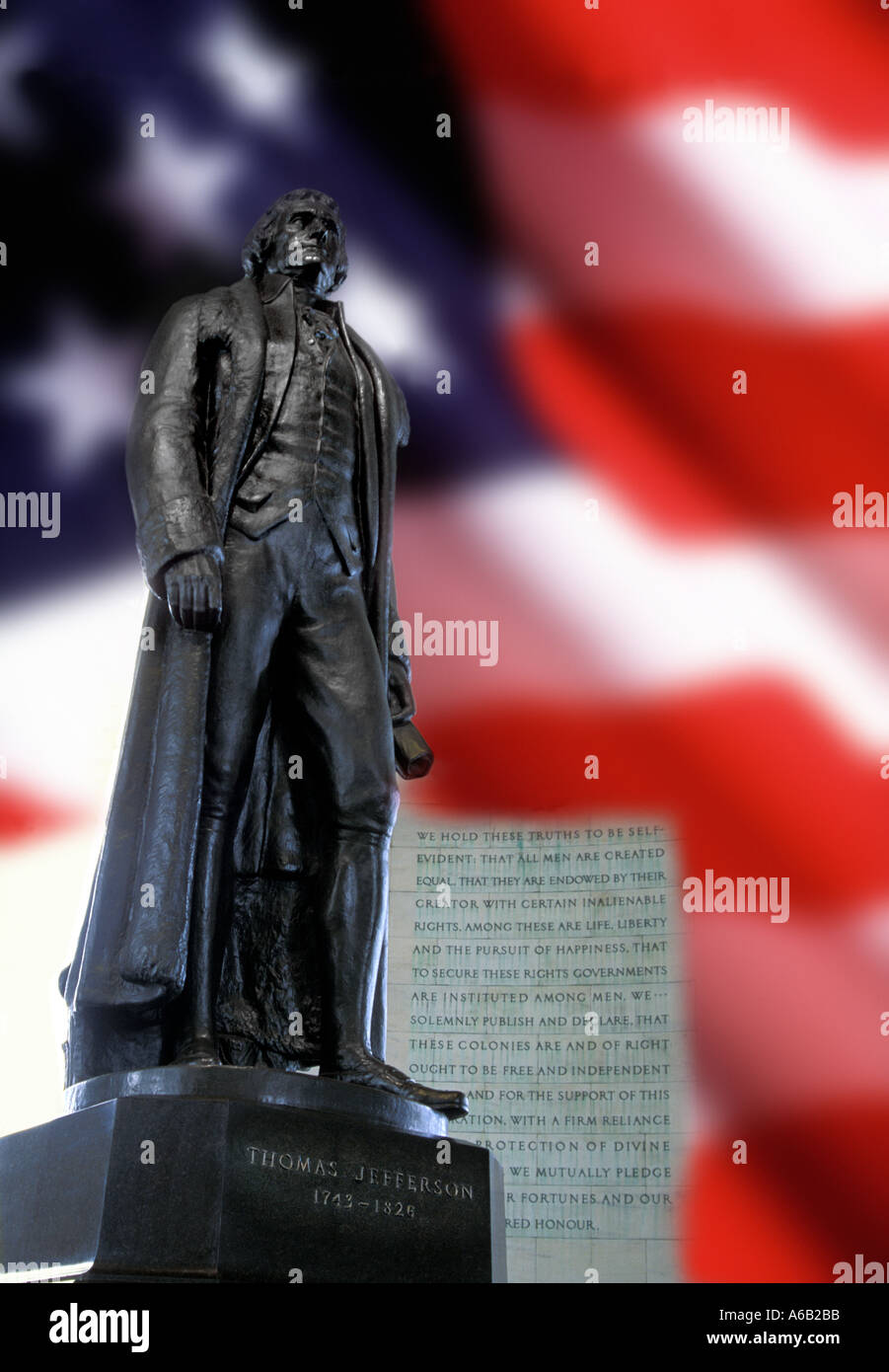 Jefferson Memorial Washington D C USA avec US flag Banque D'Images