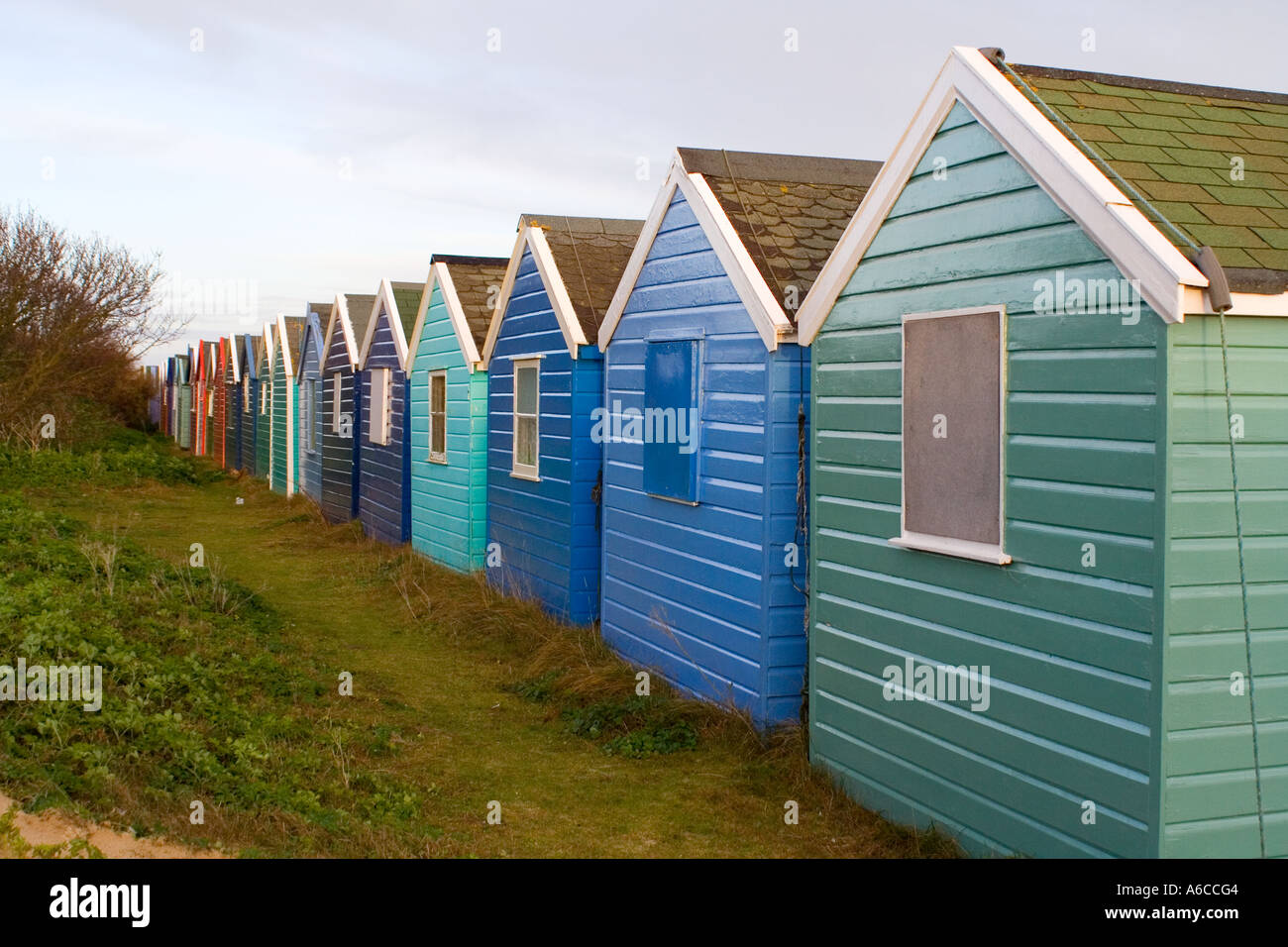 Cabines de plage de Southwold Suffolk angleterre Europe Banque D'Images