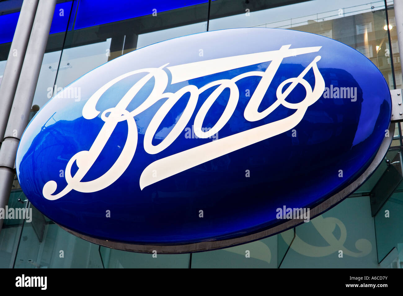 Boots chemist logo sur Oxford Street Alliance Boots Banque D'Images