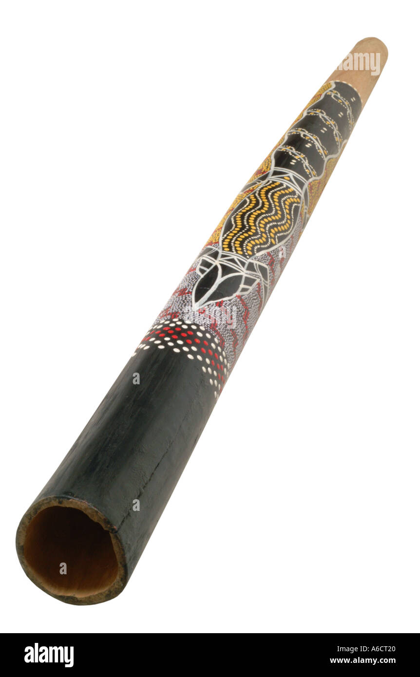 Découpe découpe didgeridoo studio fond blanc décrochage knockout Banque D'Images