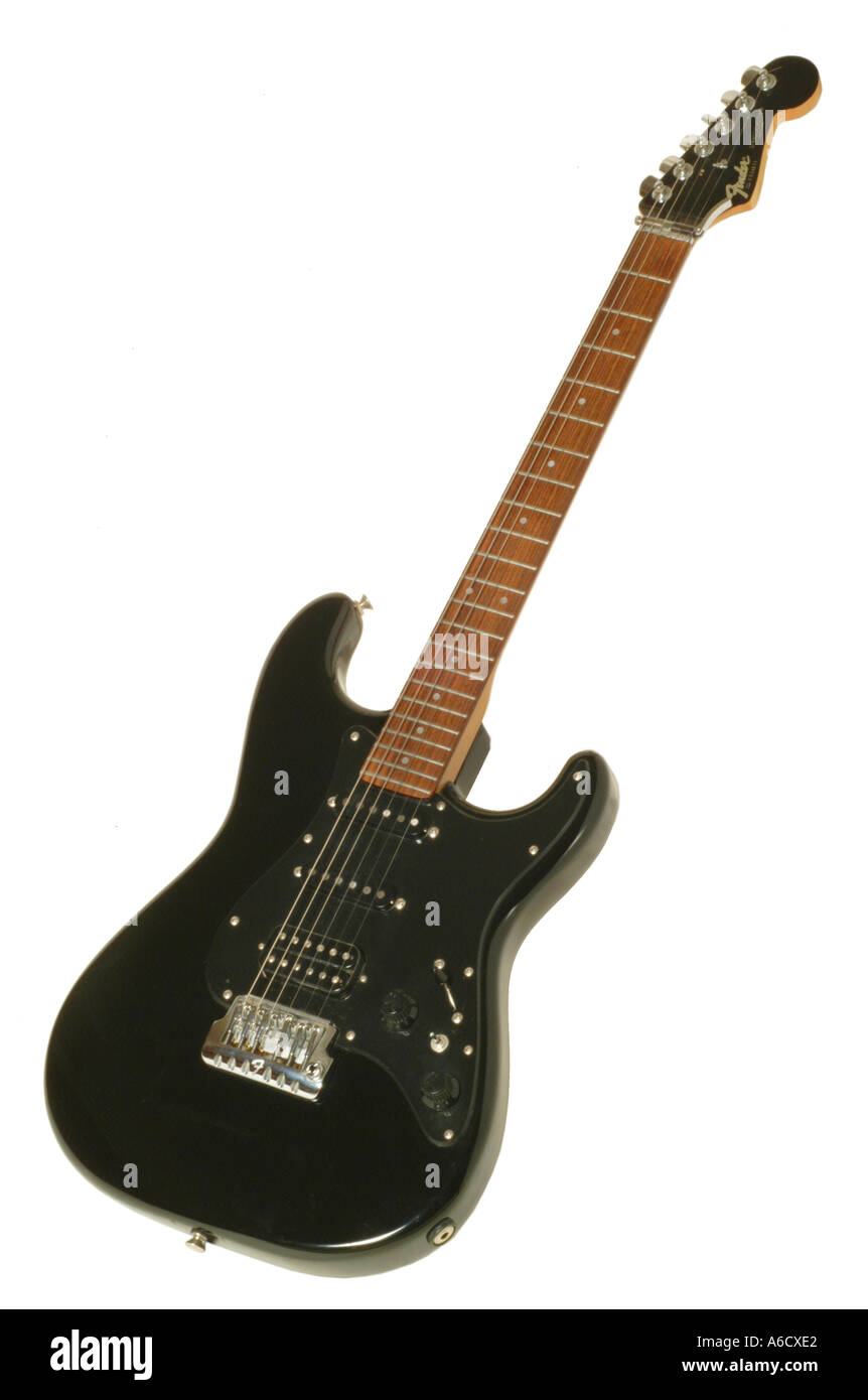 Fender Stratocaster 70s guitar studio japonais découpe découpe fond blanc décrochage knockout Banque D'Images