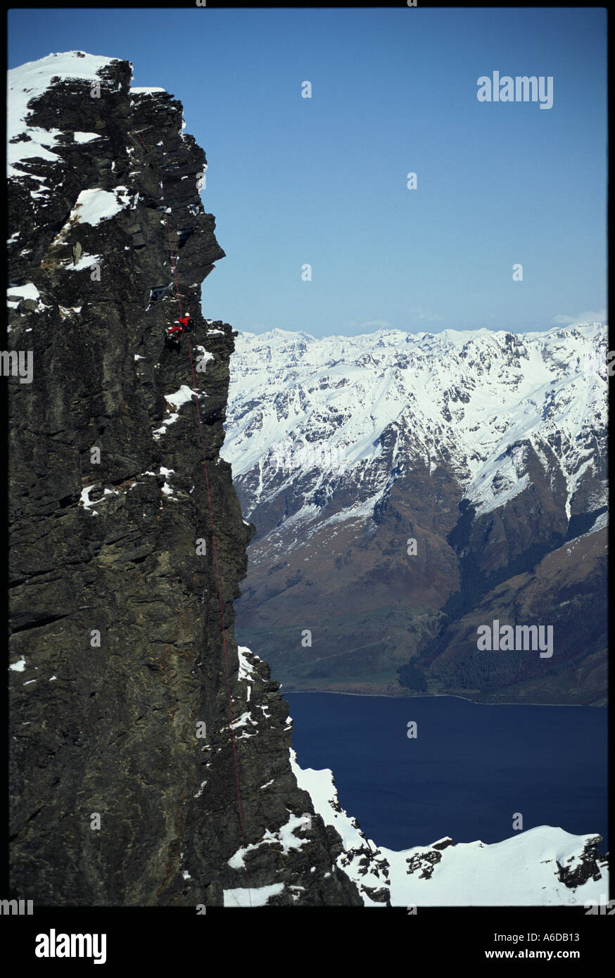 Escalade alpine avec toile panoramique Remarkables Nouvelle-zélande Banque D'Images