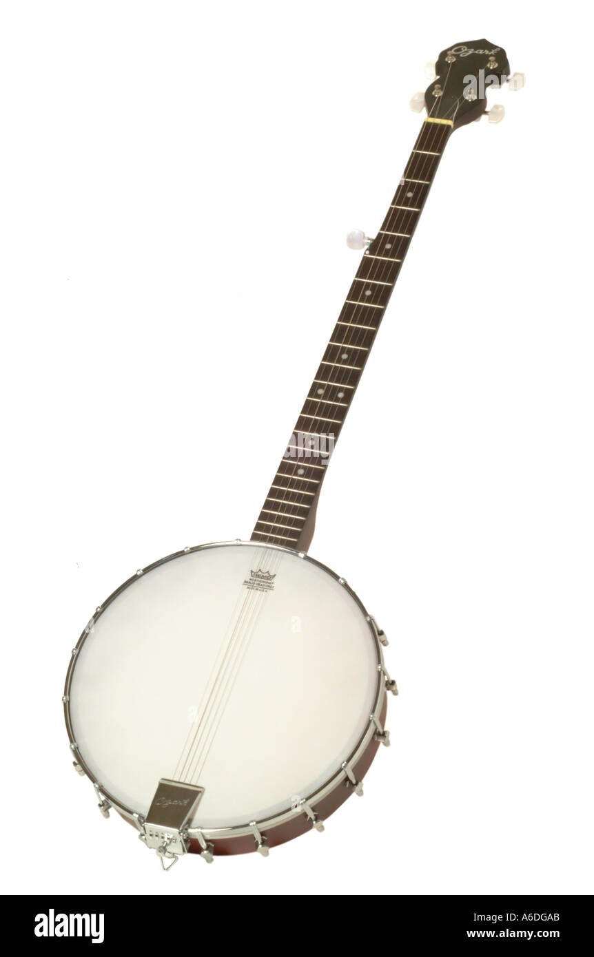 Ozark 5 string banjo studio découpe découpe fond blanc décrochage knockout Banque D'Images
