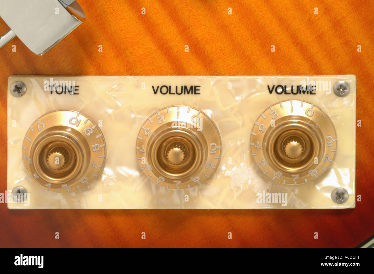 Epiphone Viola Bass syle détail de tone control guitarknobs Banque D'Images